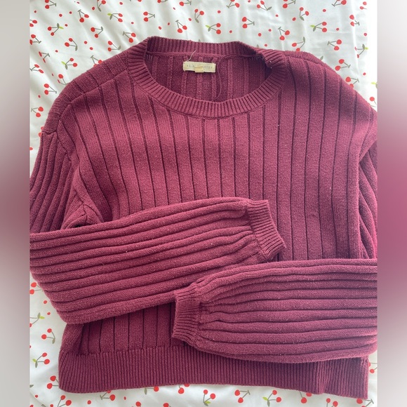 Burgundy Cropped Sweater - Picture 3 of 4
